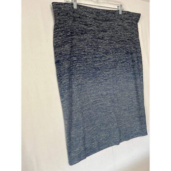 Liz Claiborne Women Plus Blue Gray Ombre Knit Pencil Midi Bodycon Skirt Size 2XL - Picture 4 of 9